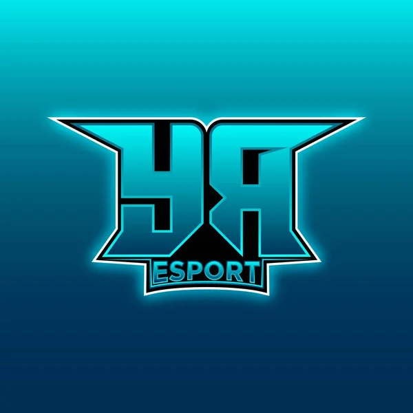 Yrロゴ Esport Gaming Initial Blue Lightカラーデザインベクトルテンプレート — ストックベクタ