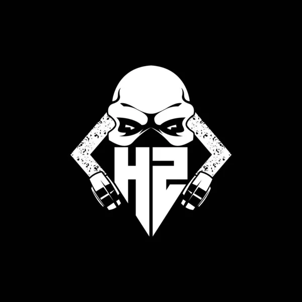 Hzモノグラム Esport Gaming Skull Mask Shape Style Vector — ストックベクタ
