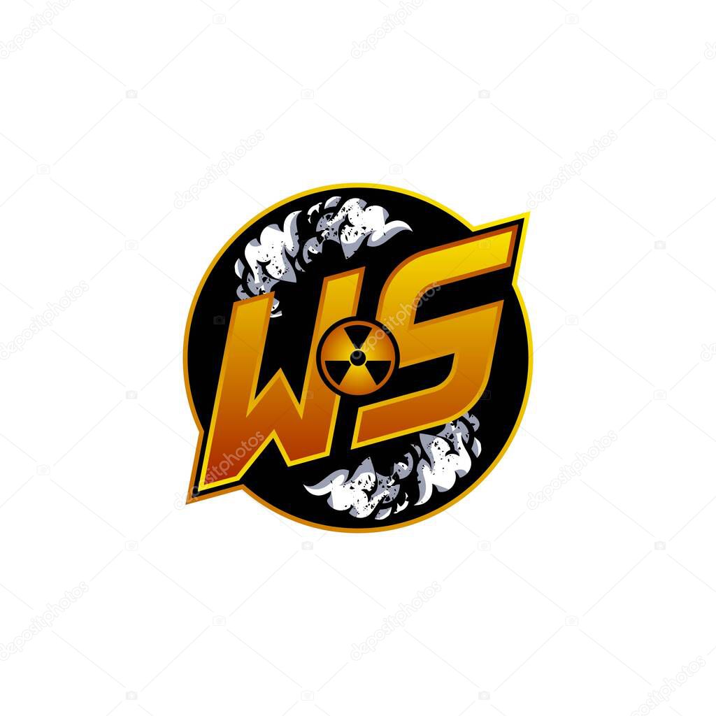 WS Logo Monogram Gaming with Gas Shape designs template vector icon modern