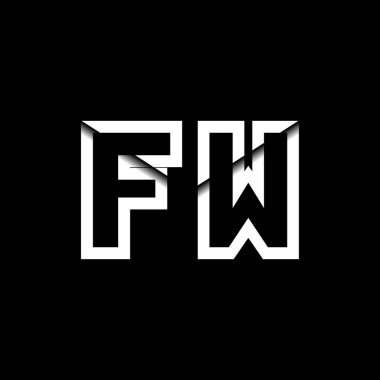 FW Monogram Logo Harfi İleti Zarfı Simge Biçimi şablon vektörü