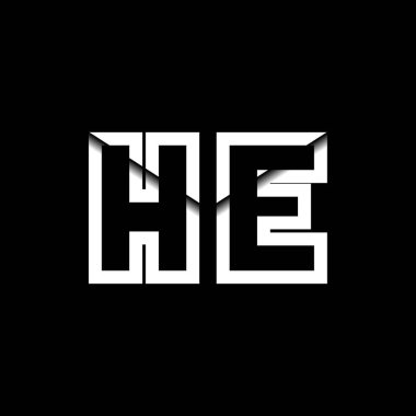 HE Monogram Logo Harfi İleti Zarfı Simge Biçimi şablon vektörü