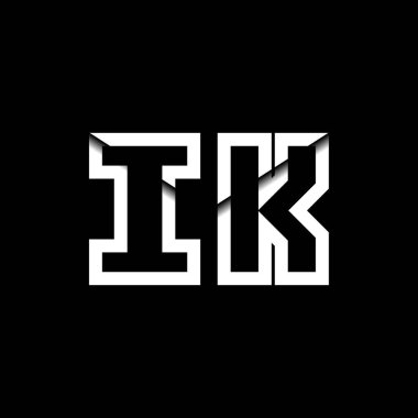 IK Monogram Logo Harfi İleti Zarfı Simge Biçimi şablon vektörü