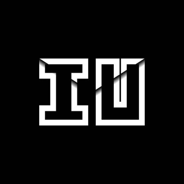 IU Monogram Logo Harfi İleti Zarfı Simge Biçimi şablon vektörü