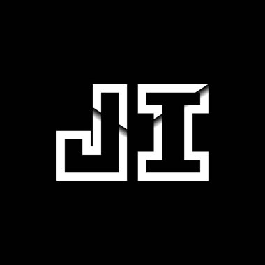 JI Monogram Logo Harfi İleti Zarfı Simge Biçimi şablon vektörü