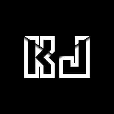 KJ Monogram Logo Harfi İleti Zarfı Simge Biçimi şablon vektörü