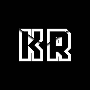 KR Monogram Logo Harfi İleti Zarfı Simge Biçimi şablon vektörü