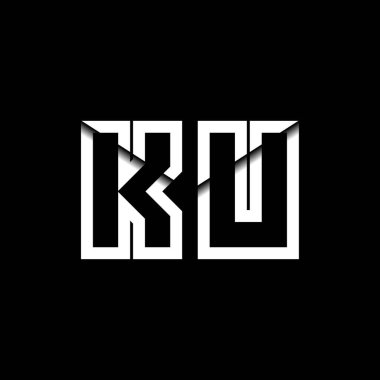 KU Monogram Logo Harfi İleti Zarfı Simge Biçimi şablon vektörü