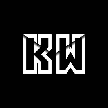 KW Monogram Logo Harfi İleti Zarfı Simge Biçimi şablon vektörü
