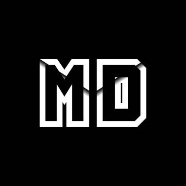 MD Monogram Logo Harfi İleti Zarfı Simge Biçimi şablon vektörü