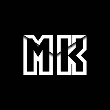 MK Monogram Logo Harfi İleti Zarfı Simge Biçimi şablon vektörü