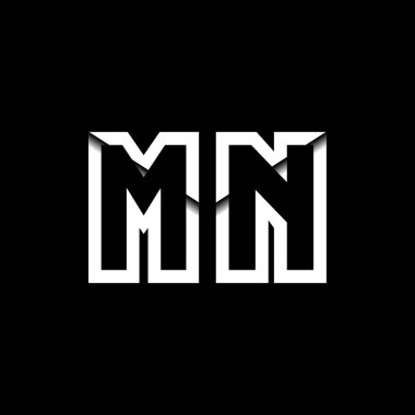 MN Monogram Logo Harfi İleti Zarfı Simge Biçimi şablon vektörü