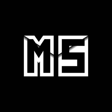 MS Monogram Logo Harfi İleti Zarfı Simge Biçimi şablon vektörü