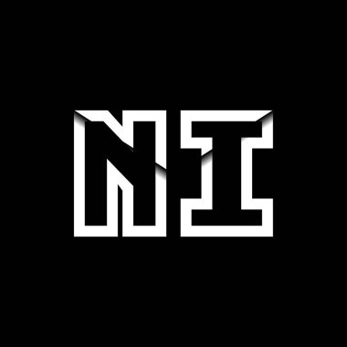 NI Monogram Logo Harfi İleti Zarfı Simge Biçimi şablon vektörü