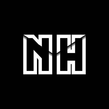 NH Monogram Logo Harfi İleti Zarfı Simge Biçimi şablon vektörü