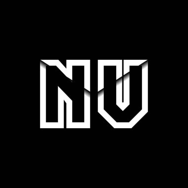 NV Monogram Logo Harfi İleti Zarfı Simge Biçimi şablon vektörü