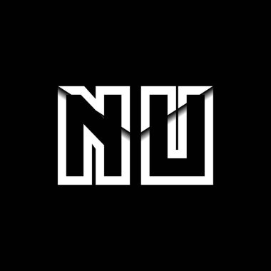 NU Monogram Logo Harfi İleti Zarfı Simge Biçimi şablon vektörü