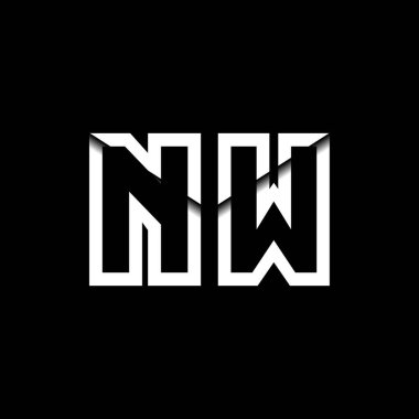 NW Monogram Logo Harfi İleti Zarfı Simge Biçimi şablon vektörü