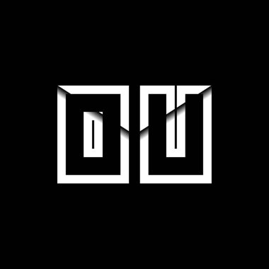 OU Monogram Logo Harfi İleti Zarfı Simge Biçimi şablon vektörü