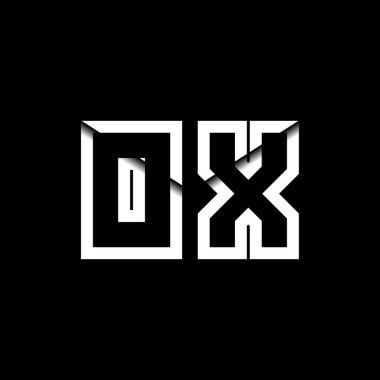 OX Monogram Logo Harfi İleti Zarfı Simge Biçimi şablon vektörü