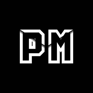 PM Monogram Logo Harfi İletisi Zarf Simgesi Biçimi şablon vektörü