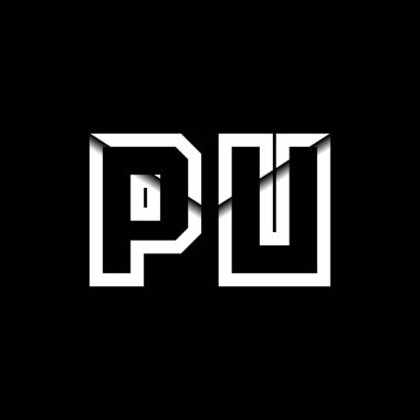 PU Monogram Logo Harfi İleti Zarfı Simge Biçimi şablon vektörü