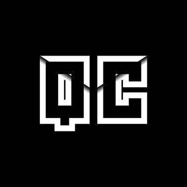 QC Monogram Logo Harfi İleti Zarfı Simge Biçimi şablon vektörü