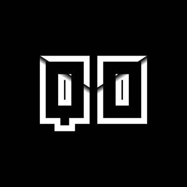 QO Monogram Logo Harfi İleti Zarfı Simge Biçimi şablon vektörü