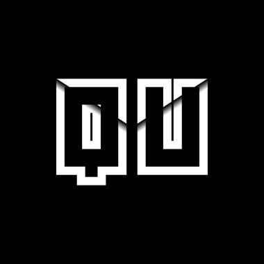 QU Monogram Logo Harfi İleti Zarfı Simge Biçimi şablon vektörü
