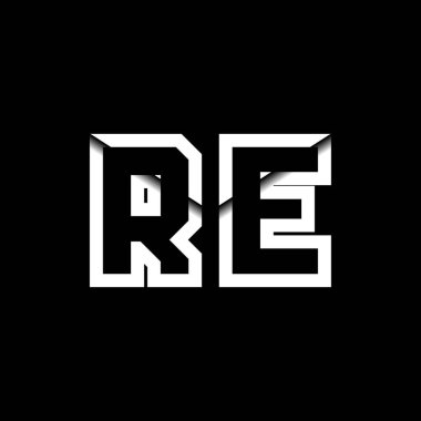 RE Monogram Logo Harfi İleti Zarfı Simge Biçimi şablon vektörü