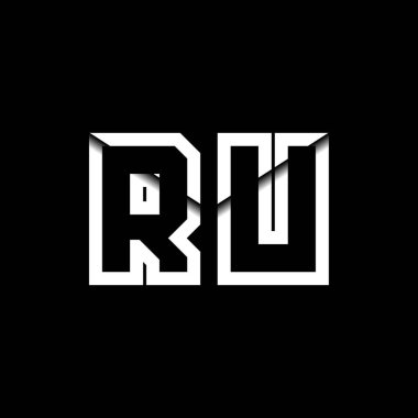 RU Monogram Logo Harfi İleti Zarfı Simge Biçimi şablon vektörü