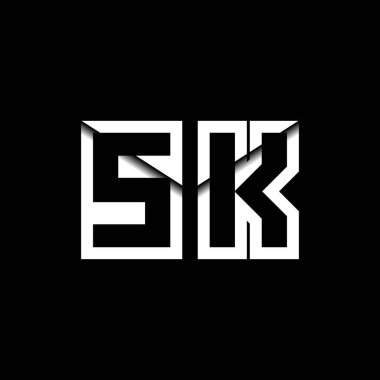 SK Monogram Logo Harfi İleti Zarfı Simge Biçimi şablon vektörü
