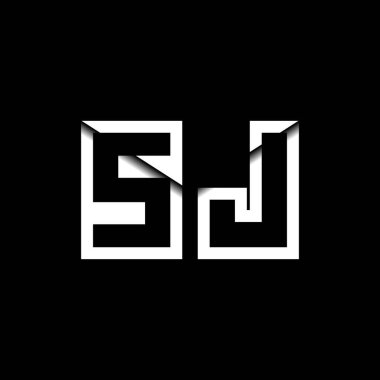 SJ Monogram Logo Harfi İleti Zarfı Simge Biçimi şablon vektörü