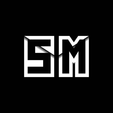SM Monogram Logo Harfi İleti Zarfı Simge Biçimi şablon vektörü