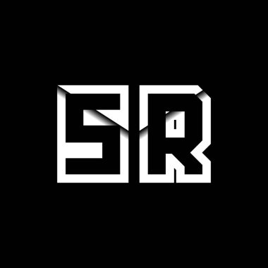 SR Monogram Logo Harfi İleti Zarfı Simge Biçimi şablon vektörü
