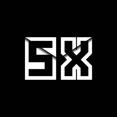 SX Monogram Logo Harfi İleti Zarfı Simge Biçimi şablon vektörü