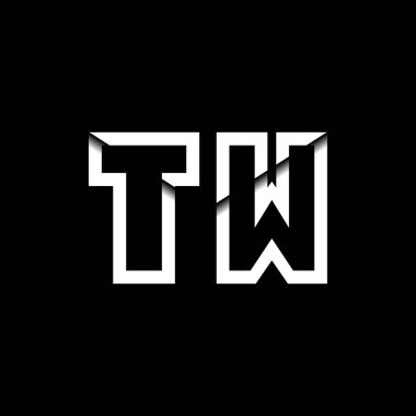 TW Monogram Logo Harfi İleti Zarfı Simge Biçimi şablon vektörü