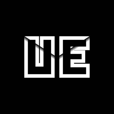UE Monogram Logo Harfi İleti Zarfı Simge Biçimi şablon vektörü