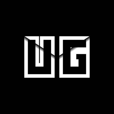 UG Monogram Logo Harfi İleti Zarfı Simge Biçimi şablon vektörü