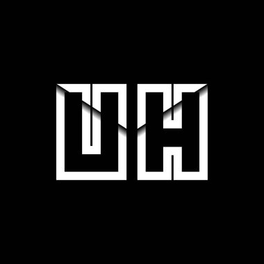 Uh Monogram Logo Harfi İleti Zarfı Simge Biçimi şablon vektörü