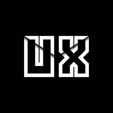 UX Monogram Logo Harfi İleti Zarfı Simge Biçimi şablon vektörü