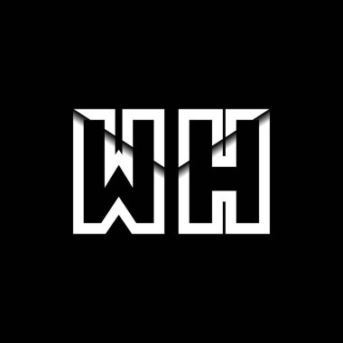 WH Monogram Logo Harfi İleti Zarfı Simge Biçimi şablon vektörü