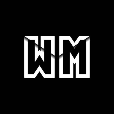WM Monogram Logo Harfi İleti Zarfı Simge Biçimi şablon vektörü