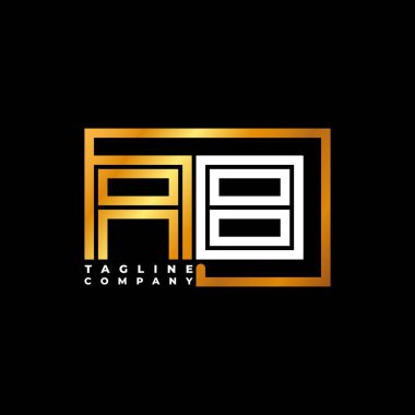 AB Logo harfli monogram şekil çizgisi altın vektör şablonu. İş monogram şirketi