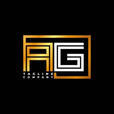 AG Logo harfi monogram şekil çizgisi altın vektör şablonu. İş monogram şirketi