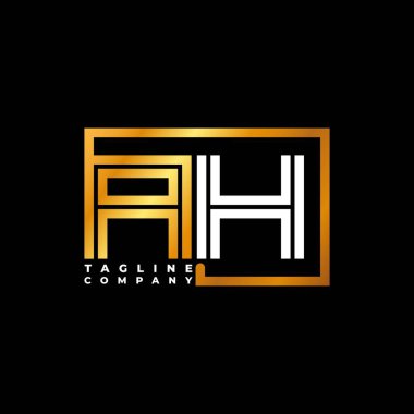 AH Logo harfli monogram şekil çizgisi altın vektör şablonu. İş monogram şirketi