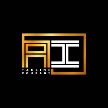 AI Logo harfi monogram şekil çizgisi altın vektör şablonu. İş monogram şirketi