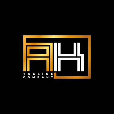 AK Logo harfli monogram şekil çizgisi altın vektör şablonu. İş monogram şirketi