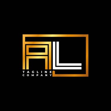 AL logo harfli monogram şekil çizgisi altın vektör şablonu. İş monogram şirketi