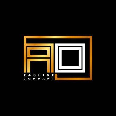 AO Logo harfi monogram şekil çizgisi altın vektör şablonu. İş monogram şirketi