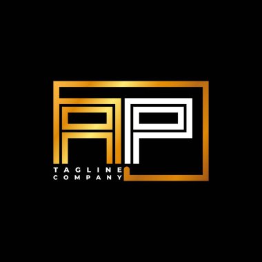 AP logo harfli monogram şekil çizgisi altın vektör şablonu. İş monogram şirketi